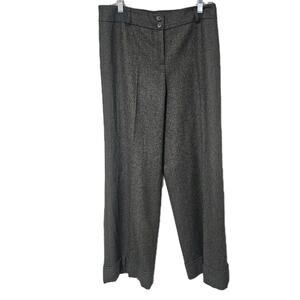 Ann Taylor Loft Womens Wool Blend Wide Leg Trousers Sz 8 Cuffed Career Capsule